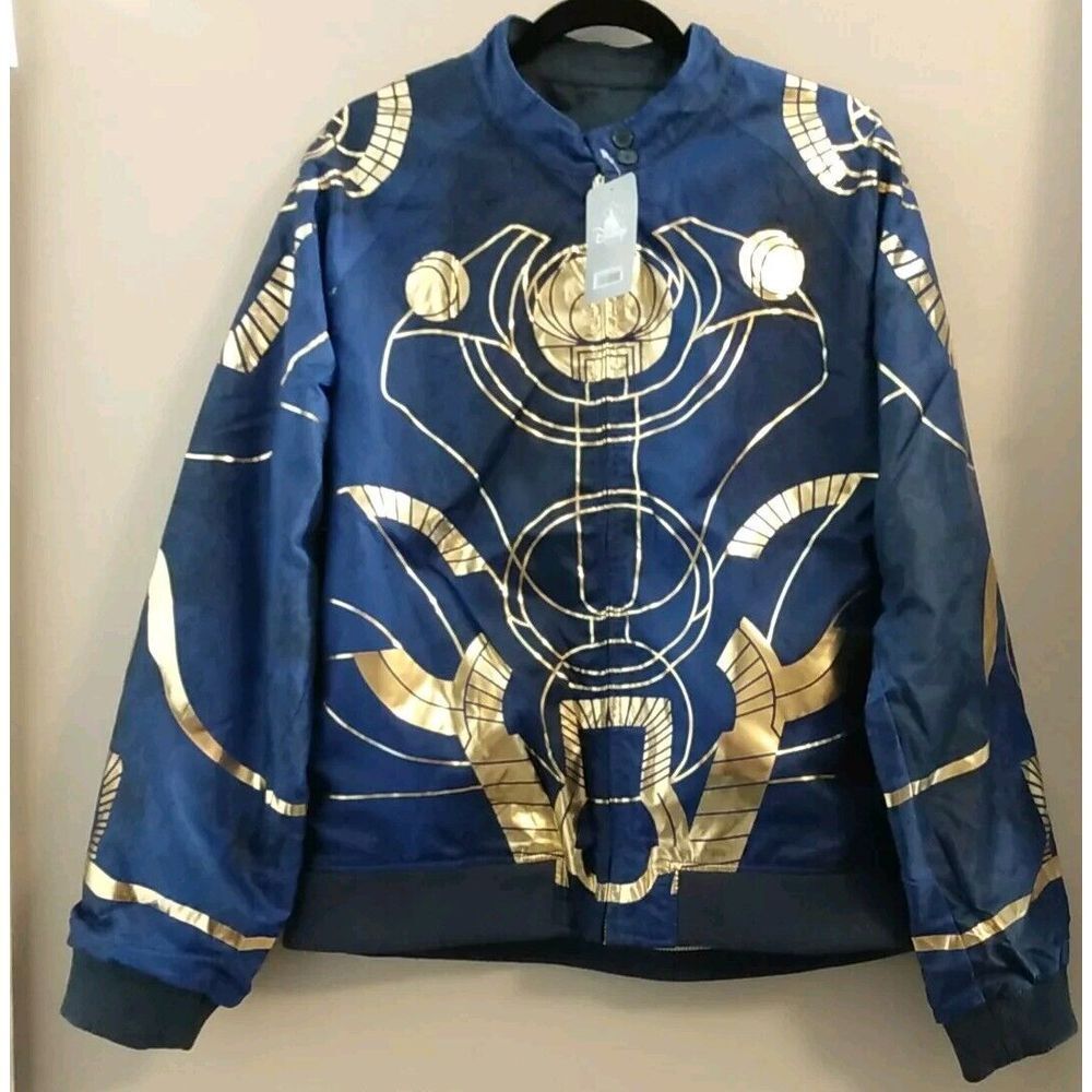 Disney Store Marvel Unisex Eternals Icarus Blue Gold Reversible Jacket Size L
